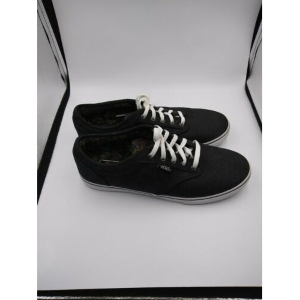 Vans Off The Wall Lace Up Shoes Dark Gray and floral TB4R Womens Size 6.5